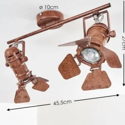 hofstein Spot de plafond Lichinga Rouille, 2 lumières* Spots Et Projecteurs