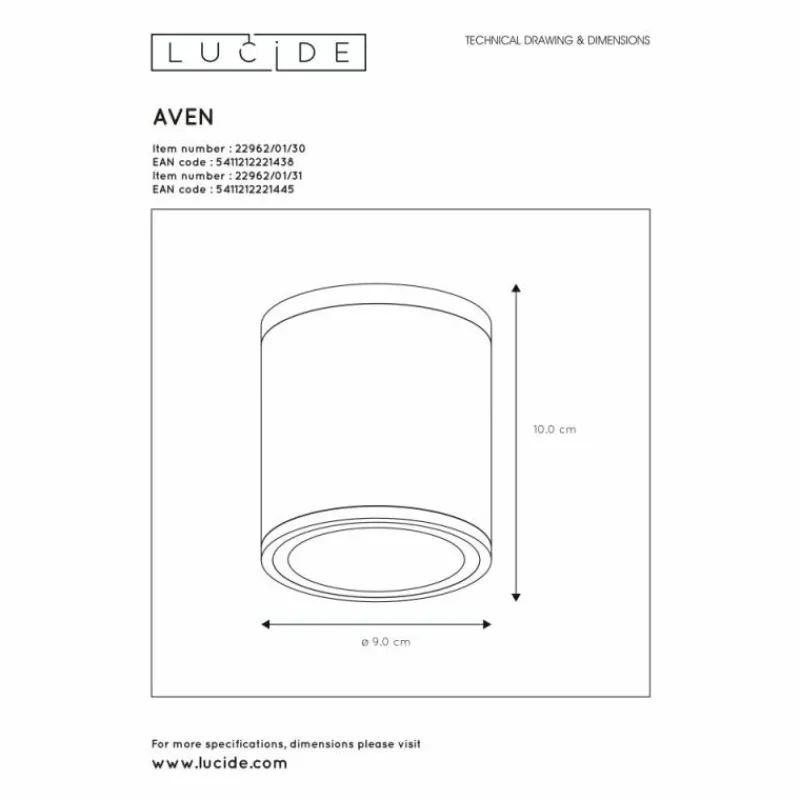 Luminaires Lucide Spot de plafond Lucide AVEN Blanc, 1 lumière* Spots Et Projecteurs