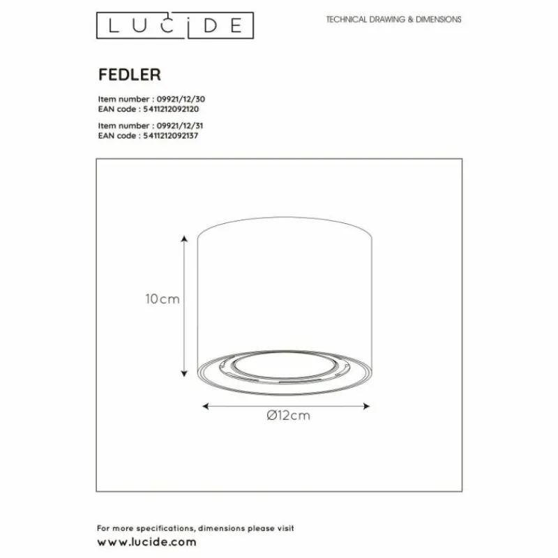Luminaires Lucide Spot de plafond Lucide FEDLER Noir, 1 lumière* Downlights