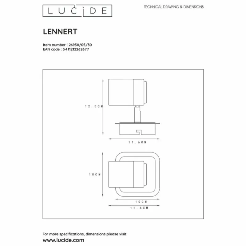 Lampes Industrielles-Luminaires Lucide Spot de plafond Lucide LENNERT LED Noir, 1 lumière