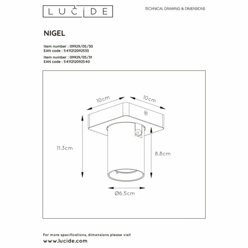 Luminaires Lucide Spot de plafond Lucide NIGEL LED Blanc, 1 lumière* Spots Et Projecteurs