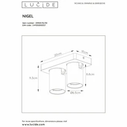 Luminaires Lucide Spot de plafond Lucide NIGEL LED Noir, 2 lumières* Éclairage Led