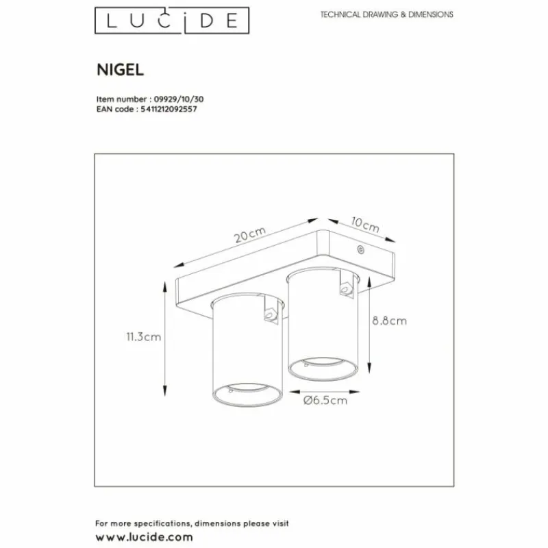 Luminaires Lucide Spot de plafond Lucide NIGEL LED Noir, 2 lumières* Éclairage Led