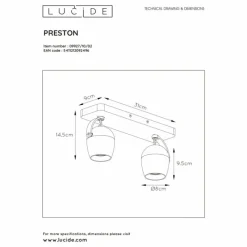 Lampes Dorées-Luminaires Lucide Spot de plafond Lucide PRESTON LED Or, Laiton, 2 lumières
