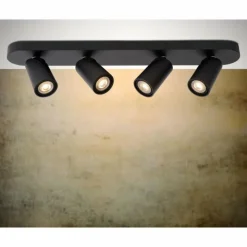 Luminaires Scandinaves-Luminaires Lucide Spot de plafond Lucide XYRUS LED Noir, 4 lumières