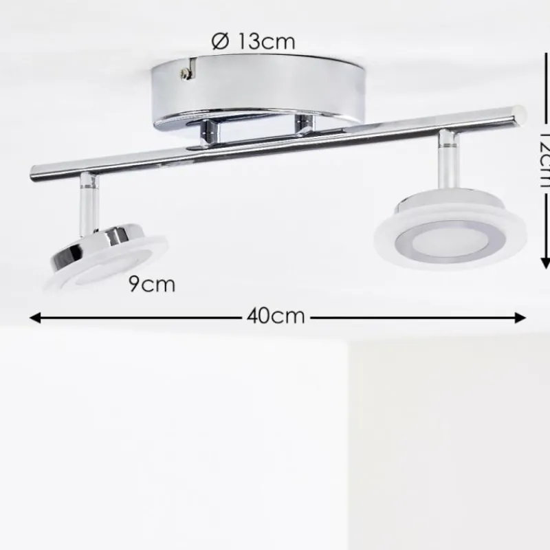 hofstein Spot de plafond Lucy LED Chrome, 2 lumières, Télécommandes, Changeur de couleurs