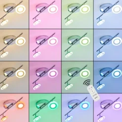 hofstein Spot de plafond Lucy LED Chrome, 2 lumières, Télécommandes, Changeur de couleurs