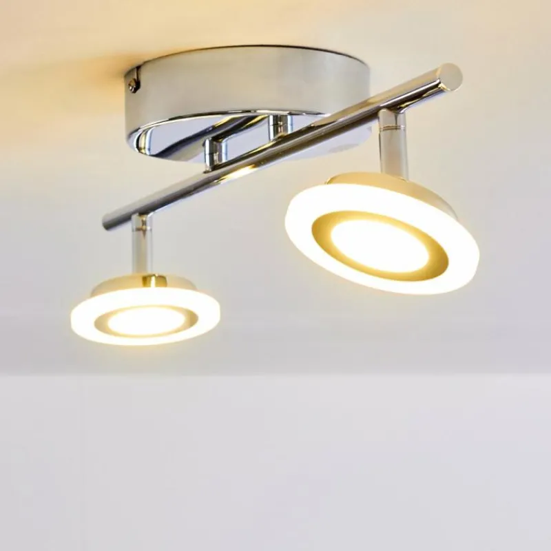 hofstein Spot de plafond Lucy LED Chrome, 2 lumières, Télécommandes, Changeur de couleurs