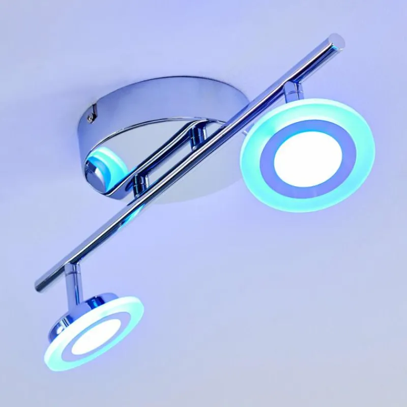 hofstein Spot de plafond Lucy LED Chrome, 2 lumières, Télécommandes, Changeur de couleurs