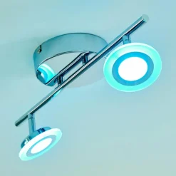 hofstein Spot de plafond Lucy LED Chrome, 2 lumières, Télécommandes, Changeur de couleurs