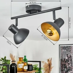 Lampes Dorées-hofstein Spot de plafond Neiden Noir doré, 2 lumières