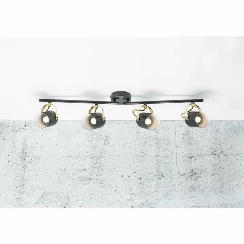 Lampes Industrielles-Luminaires Nordlux Spot de plafond Nordlux LOTUS Laiton, Noir, 4 lumières