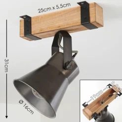 Lampes Vintages & Rétros-hofstein Spot de plafond Oksbol Gris, Brun clair, Acier brossé, 1 lumière