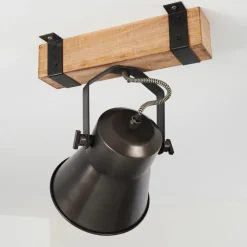 Lampes Vintages & Rétros-hofstein Spot de plafond Oksbol Gris, Brun clair, Acier brossé, 1 lumière