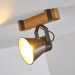 Lampes Vintages & Rétros-hofstein Spot de plafond Oksbol Gris, Brun clair, Acier brossé, 1 lumière