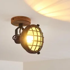 Lampes Industrielles-hofstein Spot de plafond Onsala Brun, Noir, 1 lumière