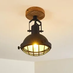 Lampes Industrielles-hofstein Spot de plafond Onsala Brun, Noir, 1 lumière