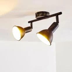 Lampes Dorées-hofstein Spot de plafond Polmak Noir doré, 2 lumières