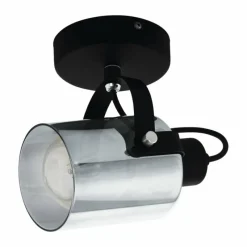 Suspension Verre Fumé-Luminaires Eglo Spot Eglo BERREGAS Chrome, Noir, 1 lumière