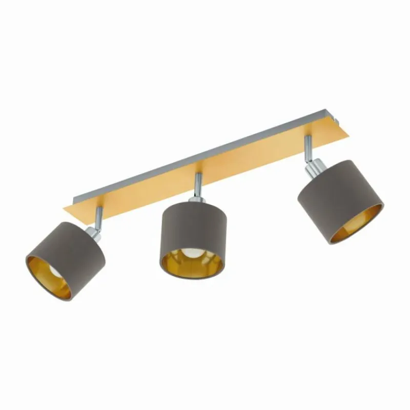 Lampes En Tissu-Luminaires Eglo Spot Eglo VALBIANO Laiton, Nickel mat, 3 lumières