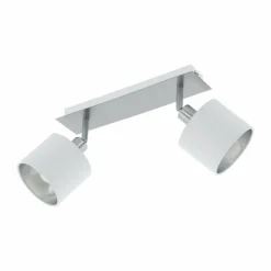 Lampes En Tissu-Luminaires Eglo Spot Eglo VALBIANO Nickel mat, Blanc, 2 lumières