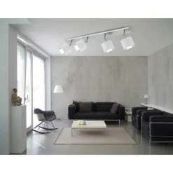 Lampes En Tissu-Luminaires Eglo Spot Eglo VALBIANO Nickel mat, Blanc, 4 lumières