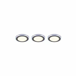 Luminaires Trio Spot encastrable - kit de 3 Trio ARGUS LED Chrome, 6 lumières, Télécommandes, Changeur de couleurs* Luminaires Encastrés