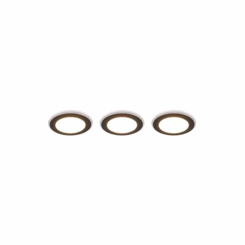 Luminaires Trio Spot encastrable - kit de 3 Trio ARGUS LED Noir, 6 lumières, Télécommandes, Changeur de couleurs* Luminaires Encastrés