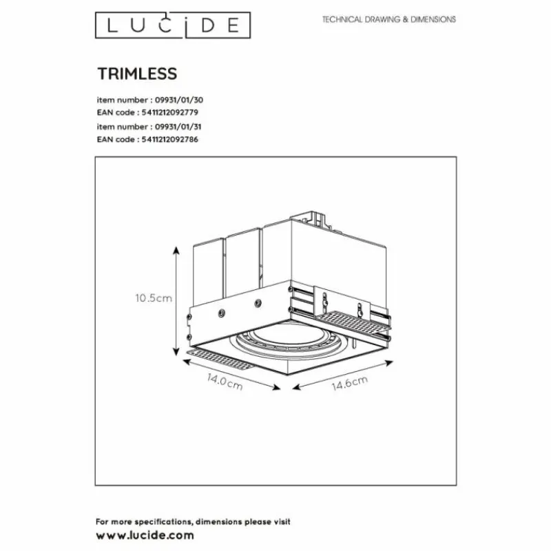Luminaires Lucide Spot encastrable Lucide TRIMLESS Noir, 1 lumière* Luminaires Encastrés