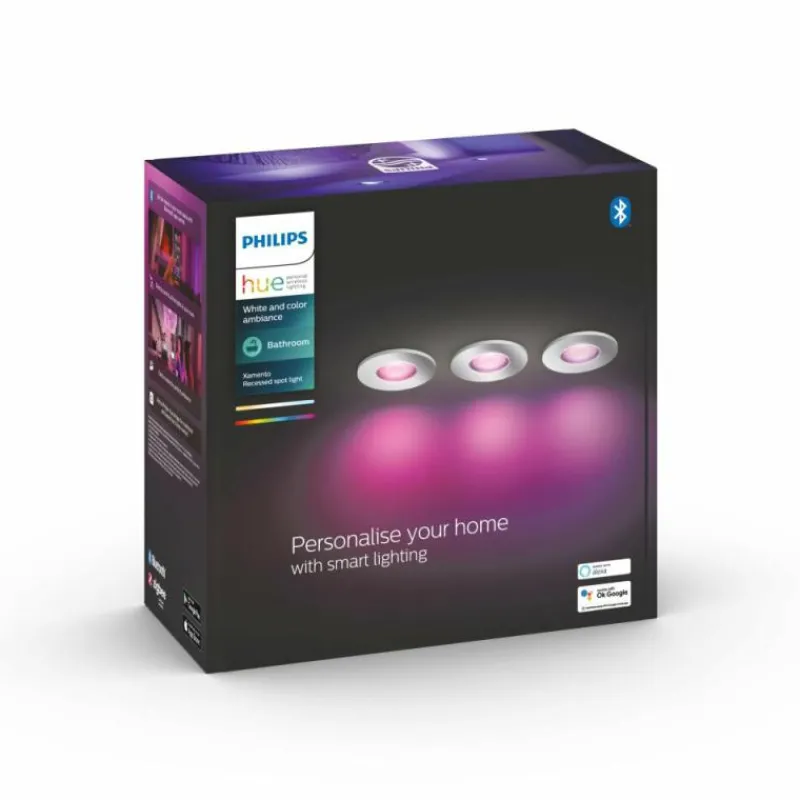 Luminaires Philips Spot encastrable Philips Hue Xamento LED Chrome, 3 lumières