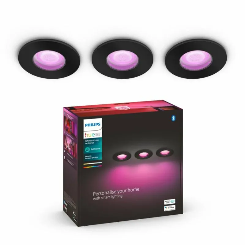 Luminaires Philips Spot encastrable Philips Hue Xamento LED Noir, 3 lumières, Changeur de couleurs