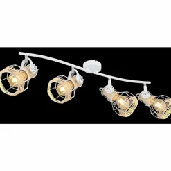 Lampes En Bois-Luminaires Globo Lighting Spot Globo BANA Brun, Blanc, 4 lumières