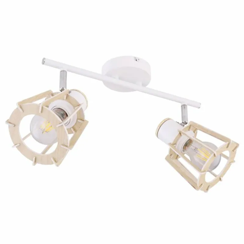 Lampes En Bois-Luminaires Globo Lighting Spot Globo BLAHA Brun, Blanc, 2 lumières