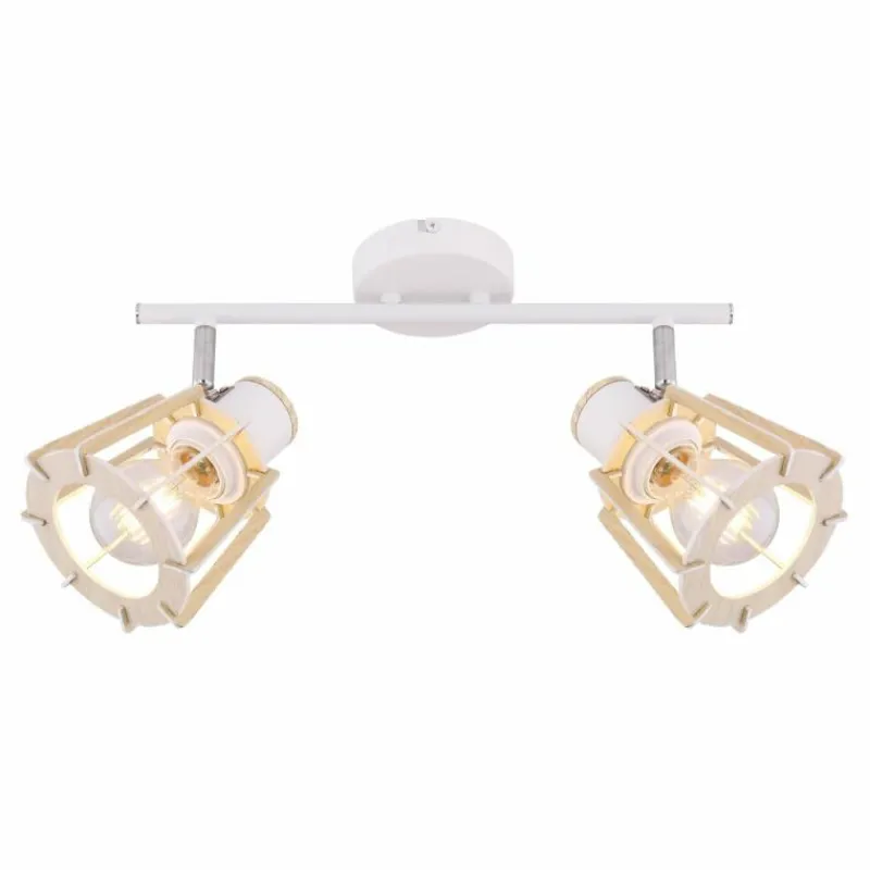 Lampes En Bois-Luminaires Globo Lighting Spot Globo BLAHA Brun, Blanc, 2 lumières