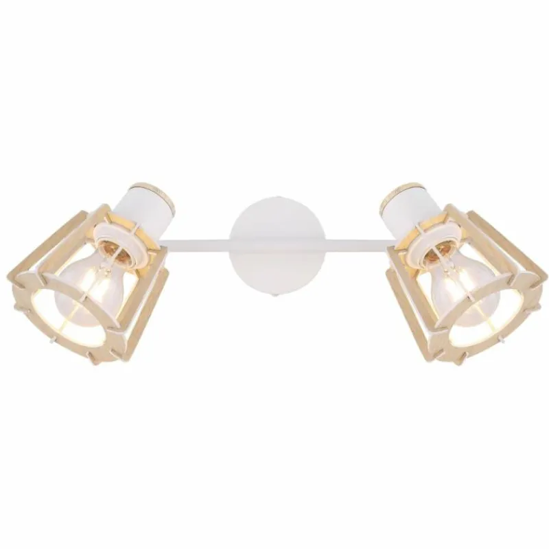 Lampes En Bois-Luminaires Globo Lighting Spot Globo BLAHA Brun, Blanc, 2 lumières