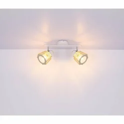 Lampes En Bois-Luminaires Globo Lighting Spot Globo BLAHA Brun, Blanc, 2 lumières