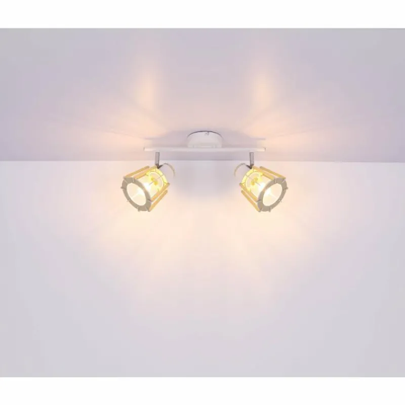 Lampes En Bois-Luminaires Globo Lighting Spot Globo BLAHA Brun, Blanc, 2 lumières