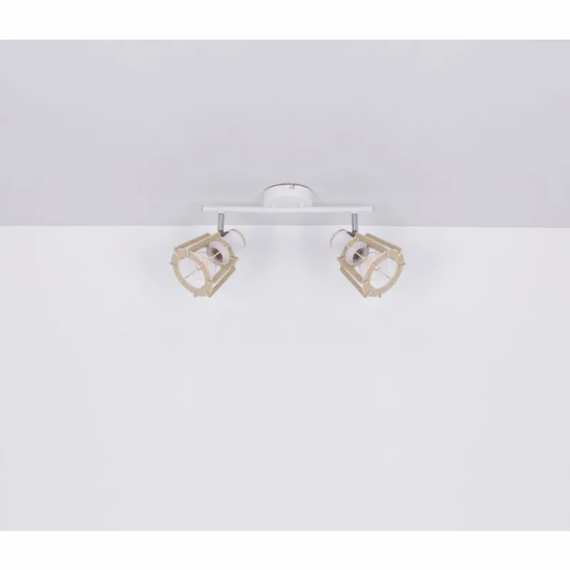Lampes En Bois-Luminaires Globo Lighting Spot Globo BLAHA Brun, Blanc, 2 lumières