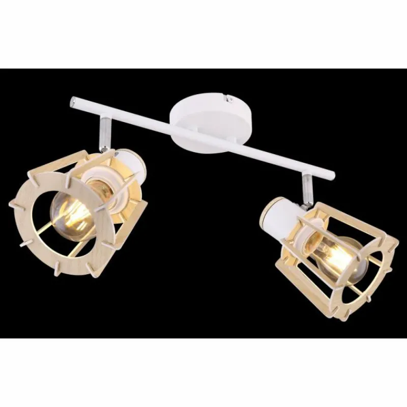 Lampes En Bois-Luminaires Globo Lighting Spot Globo BLAHA Brun, Blanc, 2 lumières