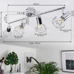hofstein Spot Globo Chrome, 4 lumières* Spots Et Projecteurs