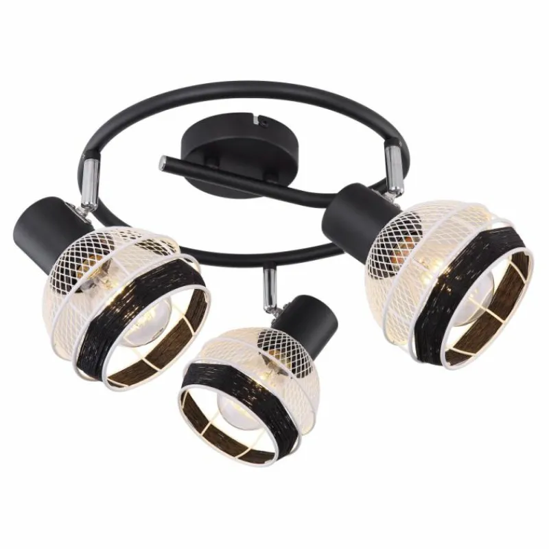 Lampes En Tissu-Luminaires Globo Lighting Spot Globo GRIDDY Noir, 3 lumières