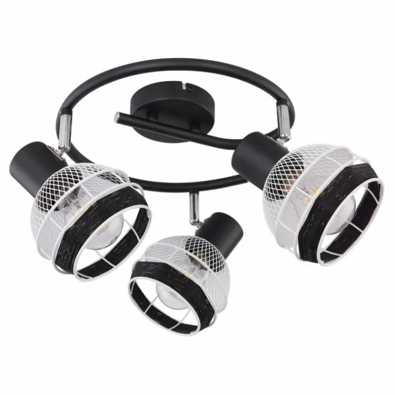 Lampes En Tissu-Luminaires Globo Lighting Spot Globo GRIDDY Noir, 3 lumières