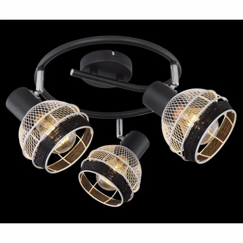 Lampes En Tissu-Luminaires Globo Lighting Spot Globo GRIDDY Noir, 3 lumières