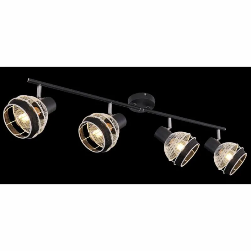 Lampes En Tissu-Luminaires Globo Lighting Spot Globo GRIDDY Noir, 4 lumières