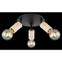 Luminaires Scandinaves-Luminaires Globo Lighting Spot Globo JOSEBA Bois clair, Noir, 3 lumières