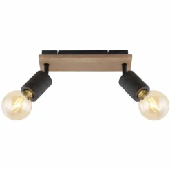 Lampes En Bois-Luminaires Globo Lighting Spot Globo JOSELLA Bois foncé, Noir, 2 lumières
