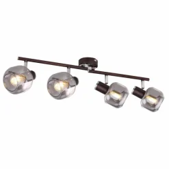 Suspension Verre Fumé-Luminaires Globo Lighting Spot Globo KABU Cuivre, 4 lumières