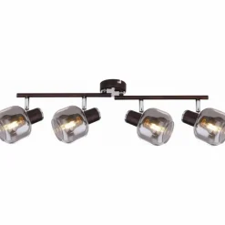 Suspension Verre Fumé-Luminaires Globo Lighting Spot Globo KABU Cuivre, 4 lumières