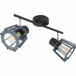 Lampes En Bois-Luminaires Globo Lighting Spot Globo MAHA Noir, 2 lumières