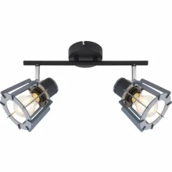 Lampes En Bois-Luminaires Globo Lighting Spot Globo MAHA Noir, 2 lumières